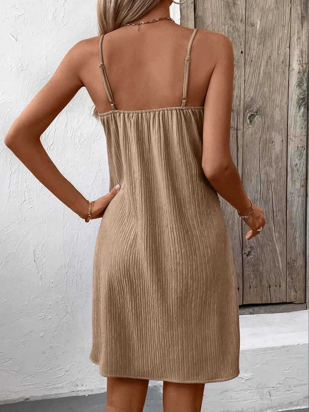 Ivy Lane Textured V-Neck Sleeveless Mini Cami Dress | Dresses Dress from PHUNKYN