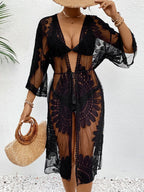 Lace Open Front Longline Cover-Up | Cover Ups Cover Up from PHUNKYN