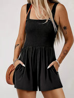 Smocked Wide Strap Romper Plus Size | One-Pieces Romper from PHUNKYN