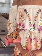 Floral Off-Shoulder Flounce Sleeve Mini Dress | Dresses Mini Dress from PHUNKYN