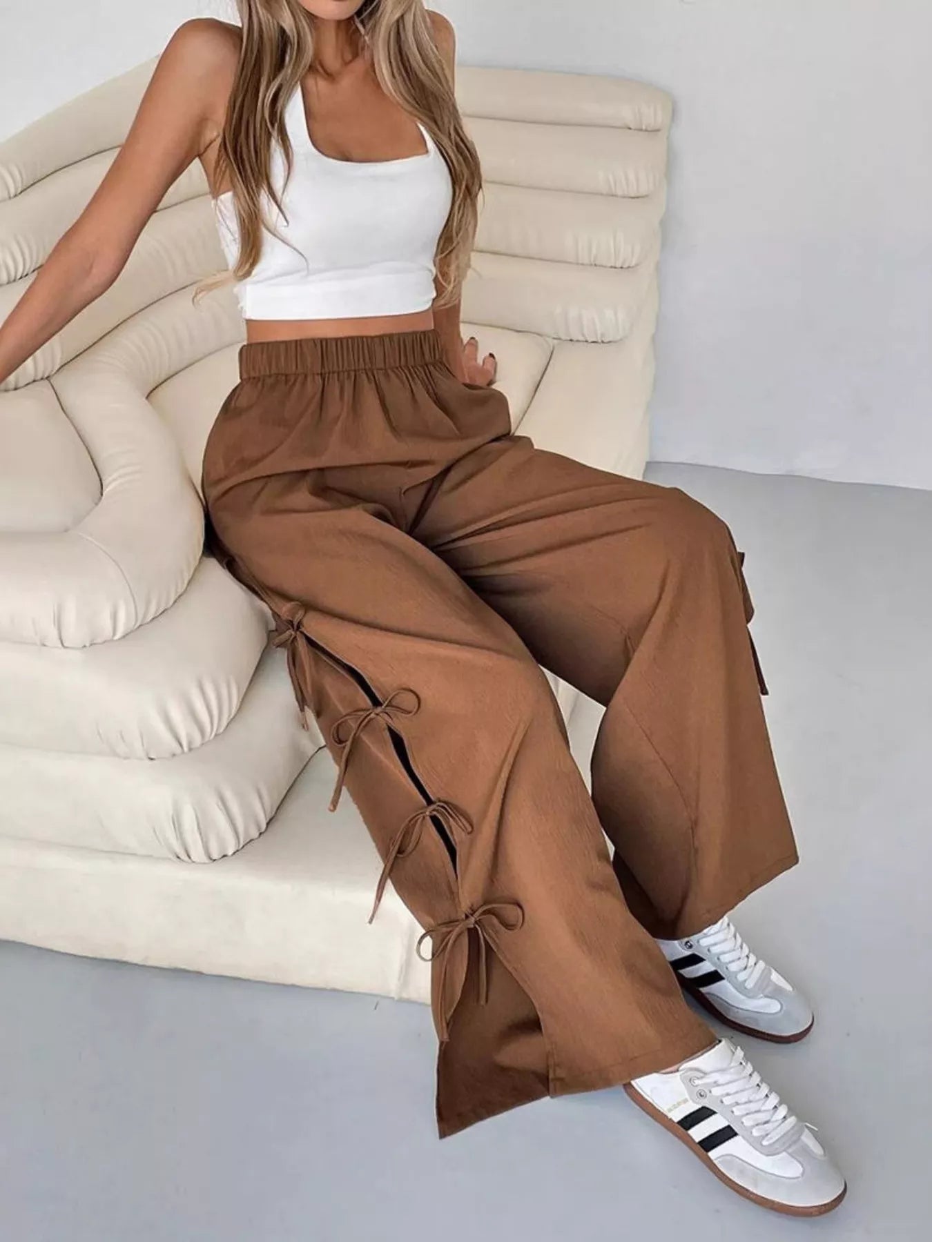 Side Tie Wide Leg Pants | Trousers Wide Leg Pants from PHUNKYN