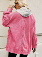 Oversized Button Up Denim Jacket with Hood | Jackets Jacket from PHUNKYN