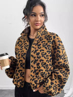 Leopard Zip Up Long Sleeve Jacket | Jacket from PHUNKYN