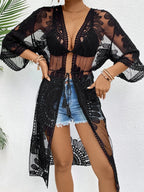Lace Open Front Longline Cover-Up | Cover Ups Cover Up from PHUNKYN