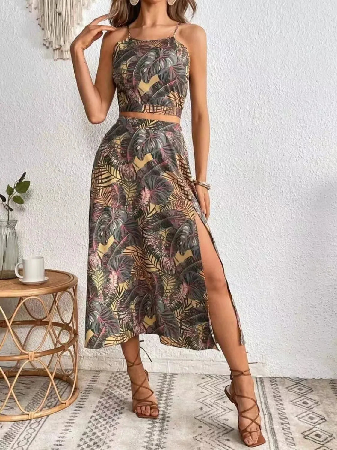 Printed Cami and Slit Skirt Set | Outfit Sets Cami and Skirt from PHUNKYN