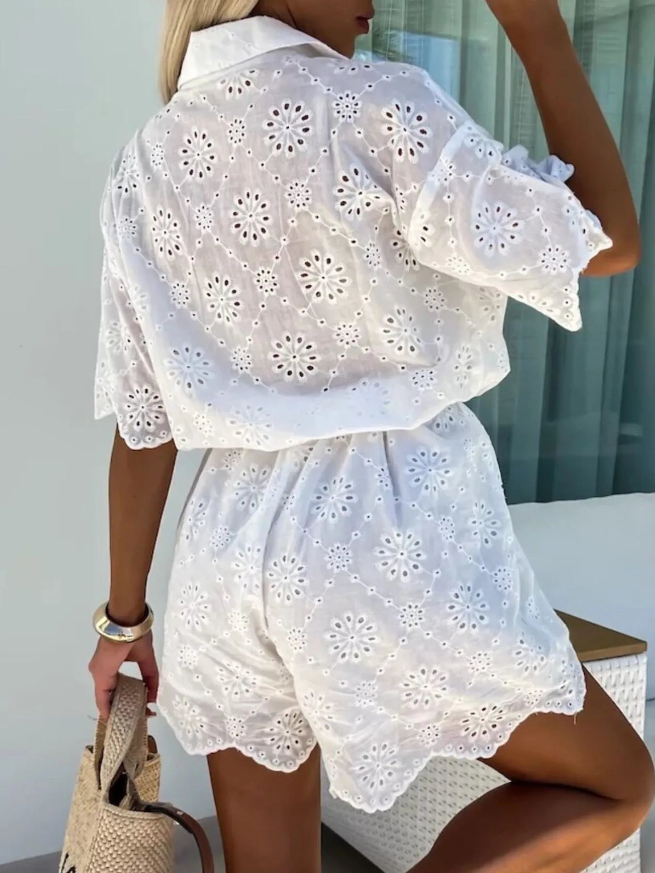 Eyelet Lace Button-Up Romper | One-Pieces Romper from PHUNKYN