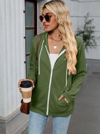 Drawstring Zip Up Long Sleeve Hoodie | Hoodies Hoodie from PHUNKYN