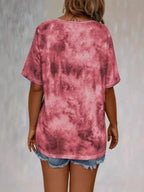 Tie Dye Lace-Up V-Neck Casual T-Shirt | T-Shirts T-Shirt from PHUNKYN