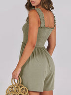 Smocked Square Neck Sleeveless Romper Dresses Romper PHUNKYN