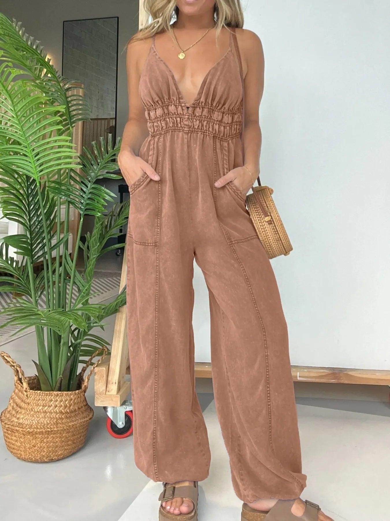 Wide Leg Spaghetti Strap Jumpsuit | One-Pieces Jumpsuit from PHUNKYN