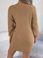 Cable-Knit Round Neck Sweater Dress | Dresses Sweater Dress from PHUNKYN