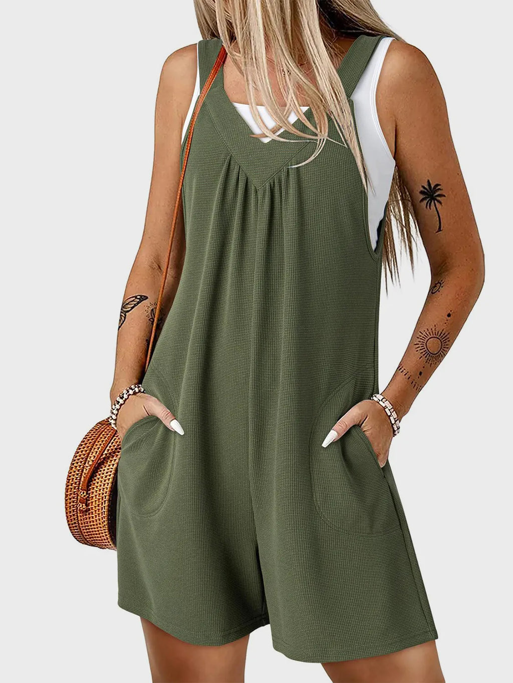 V-Neck Wide Strap Romper | One-Pieces Romper from PHUNKYN