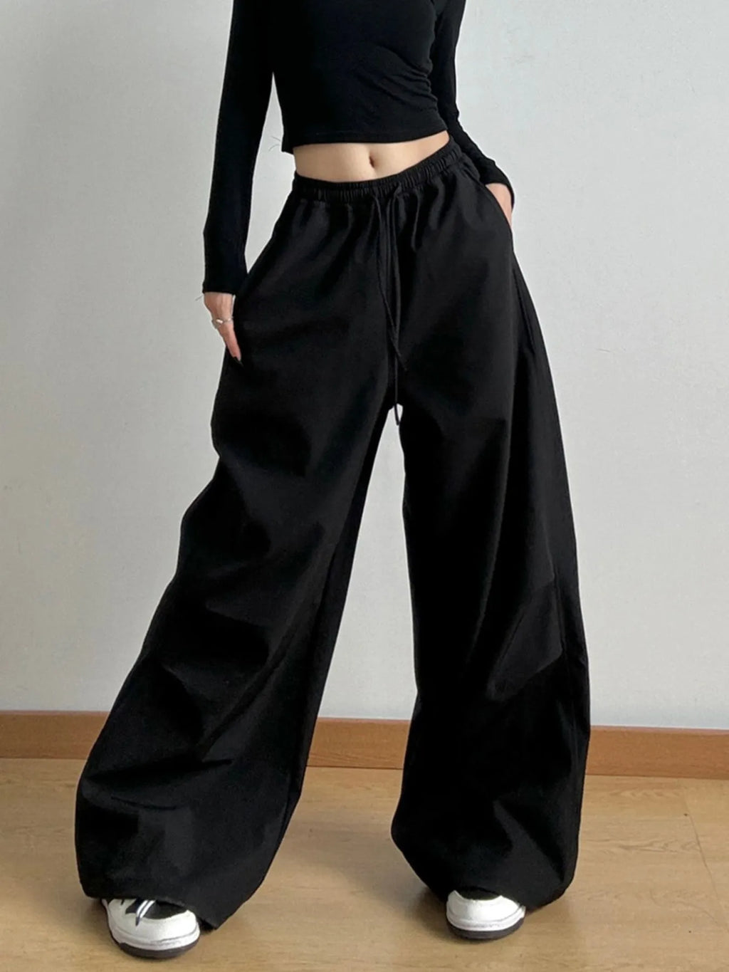 Wide Leg Pants with Drawstring Waist | Trousers Wide Leg Pants from PHUNKYN