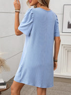 Textured Round Neck Short Sleeve Mini Dress | Dresses Mini Dress from PHUNKYN