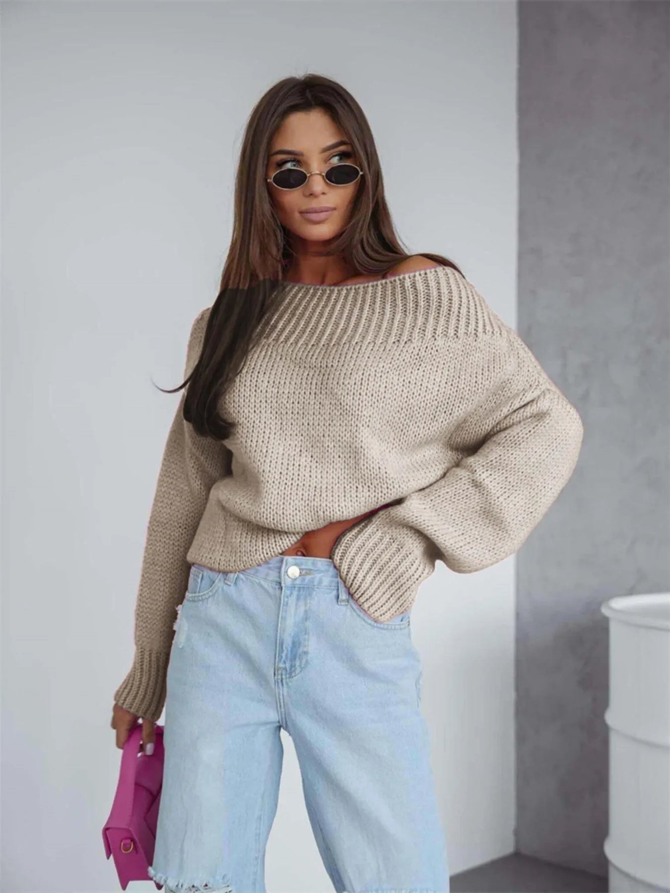 Boat Neck Drop Shoulder Sweater | Sweaters Sweater from PHUNKYN