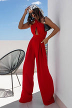 Halter Neck Wide Leg Jumpsuit with Keyhole Detail | One-Pieces Jumpsuit from PHUNKYN