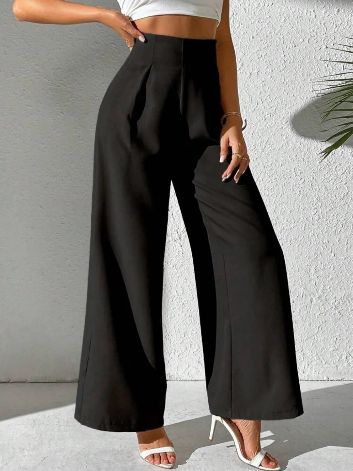 Wide Leg High Waist Pants | Trousers Women's Trousers from PHUNKYN