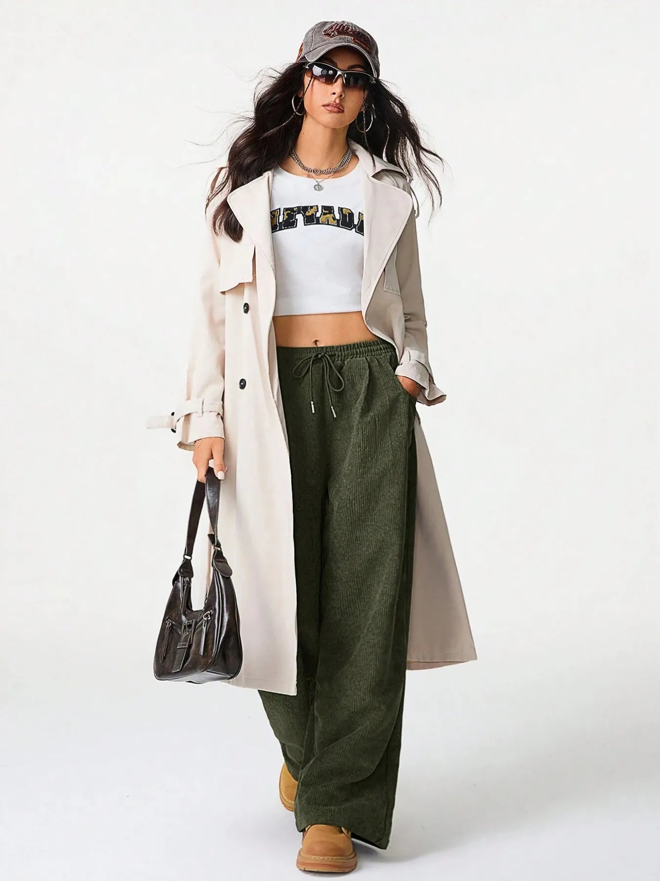 Wide Leg Drawstring Pants | Trousers Wide Leg Pants from PHUNKYN