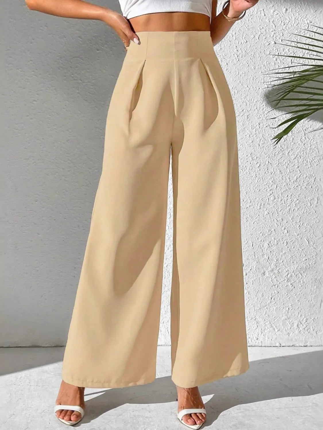 Wide Leg High Waist Pants | Trousers Women's Trousers from PHUNKYN