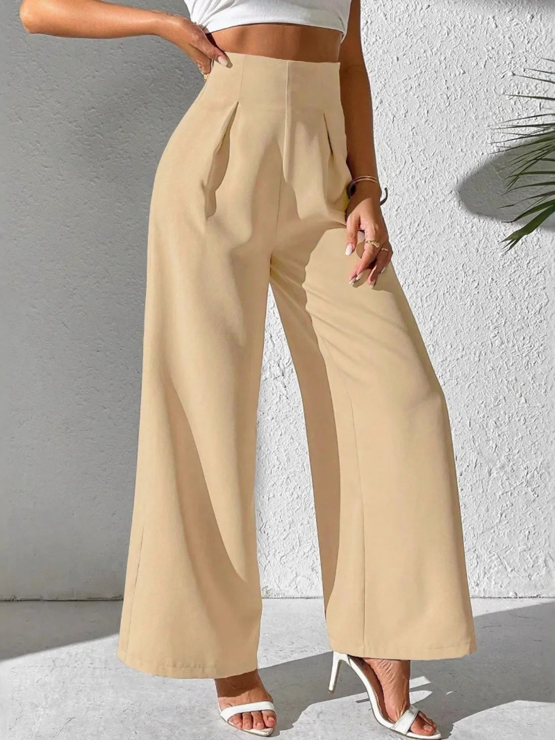 Wide Leg High Waist Pants | Trousers Women's Trousers from PHUNKYN
