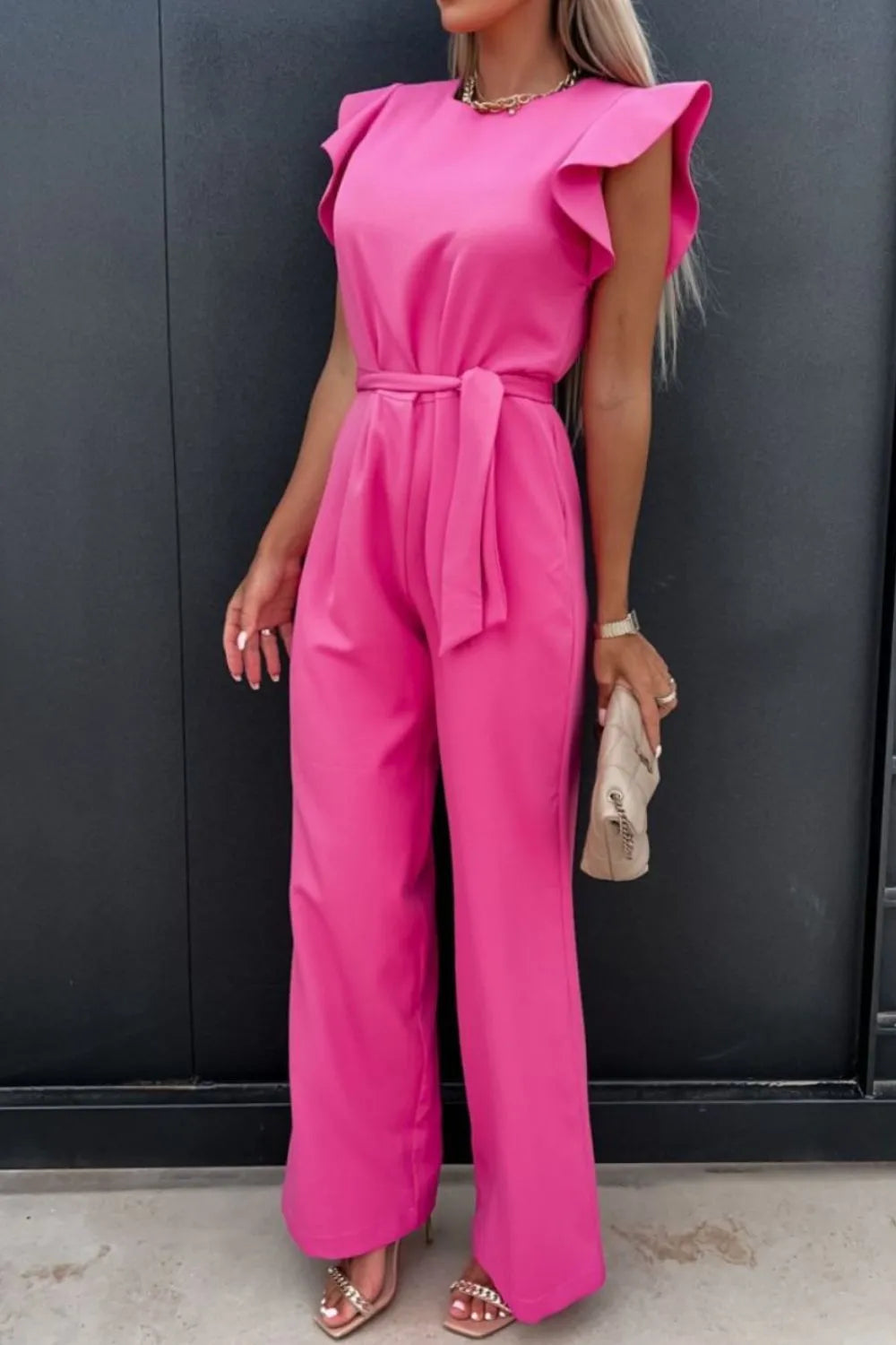 Round Neck Cap Sleeve Jumpsuit | One-Pieces Jumpsuit from PHUNKYN