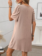 Textured Round Neck Short Sleeve Mini Dress | Dresses Mini Dress from PHUNKYN