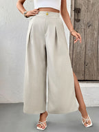 Slit Wide Leg Pleated Pants | Trousers Women's Trousers from PHUNKYN