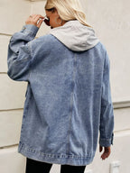 Oversized Button Up Denim Jacket with Hood | Jackets Jacket from PHUNKYN