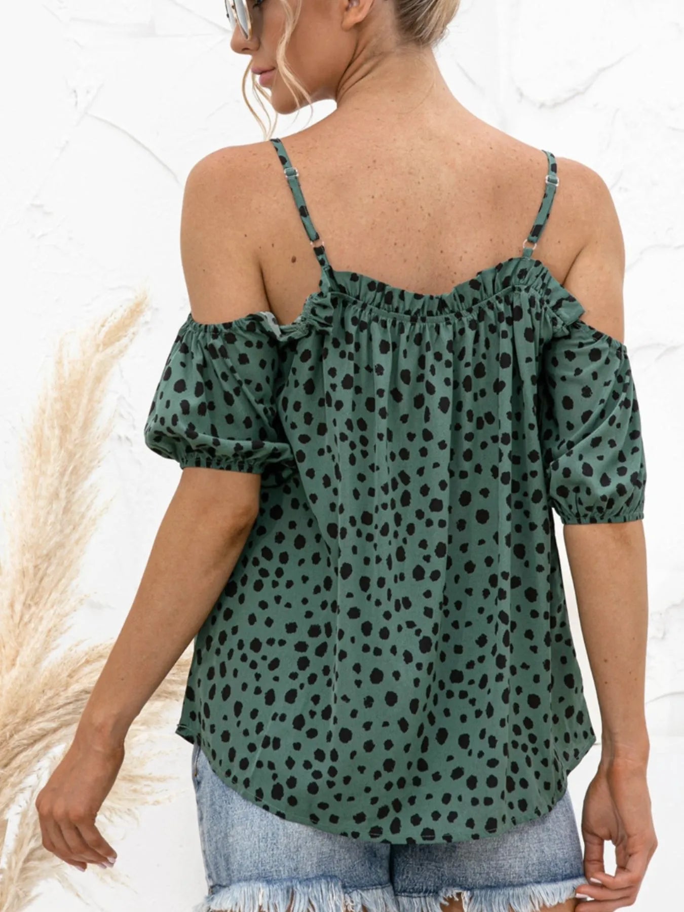 Puff Sleeve Polka Dot Ruffle Tank Top | Tank Tops Tank Top from PHUNKYN