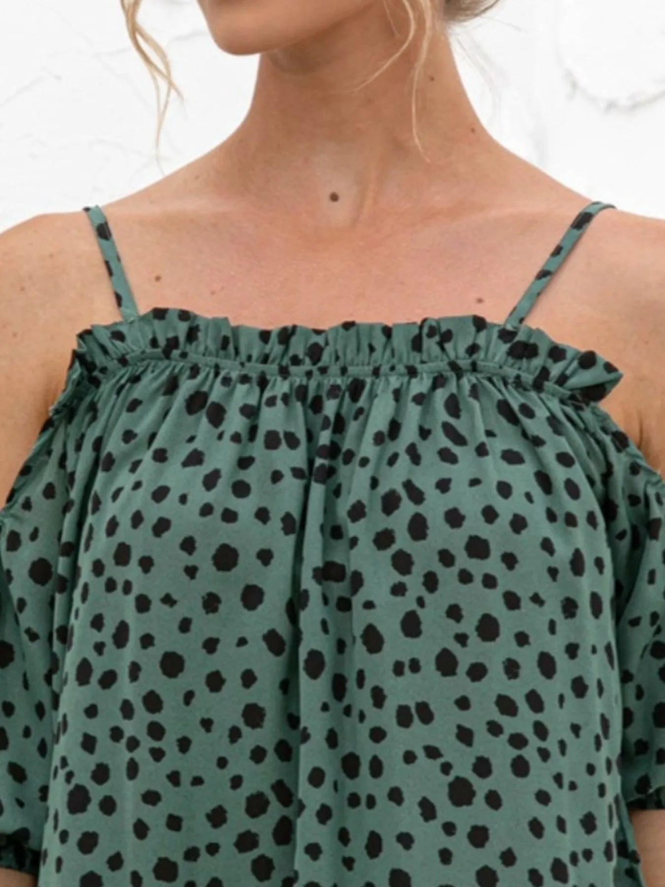 Puff Sleeve Polka Dot Ruffle Tank Top | Tank Tops Tank Top from PHUNKYN