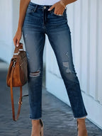Distressed High-Waisted Skinny Jeans | Jeans Skinny Jeans from PHUNKYN