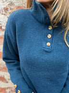 Full Size Button-Detail Turtleneck Sweater Plus Size | Sweaters Sweater from PHUNKYN