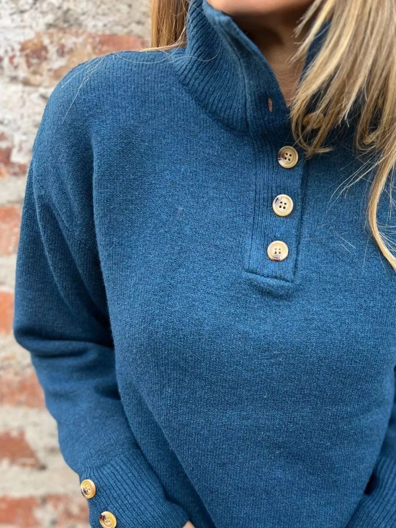 Full Size Button-Detail Turtleneck Sweater Plus Size | Sweaters Sweater from PHUNKYN