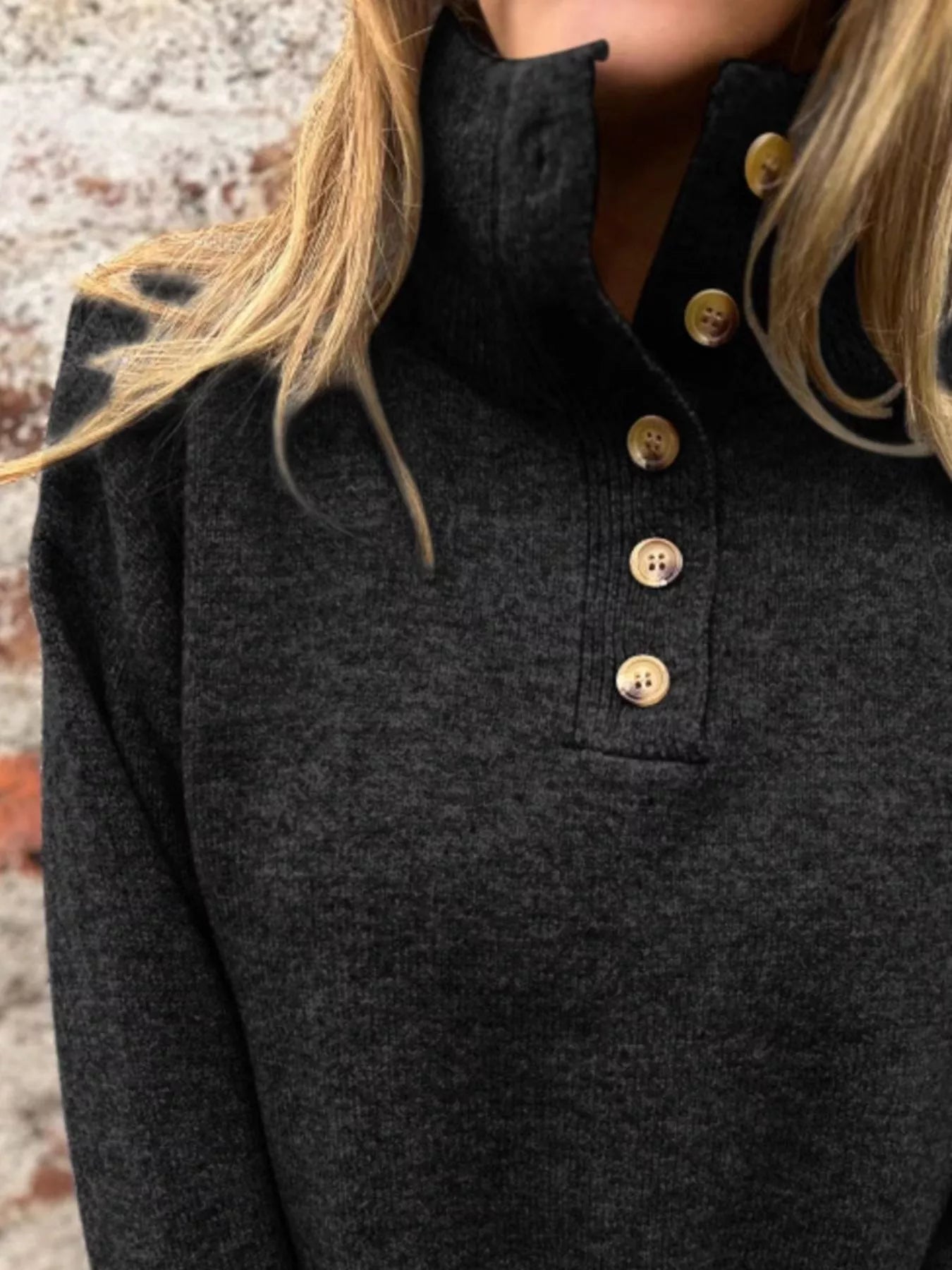 Full Size Button-Detail Turtleneck Sweater Plus Size | Sweaters Sweater from PHUNKYN