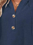 Drawstring Waffle Knit Short Sleeve Hoodie | Hoodies Hoodie from PHUNKYN