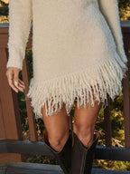 Fringe Turtleneck Long Sleeve Sweater Dress | Dresses Sweater Dress from PHUNKYN