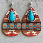 Turquoise Teardrop Shape Wooden Dangle Earrings | Earrings Earrings from PHUNKYN