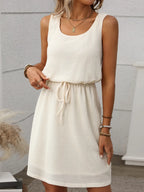 Waffle-Knit Drawstring Mini Tank Dress | Dresses Dress from PHUNKYN