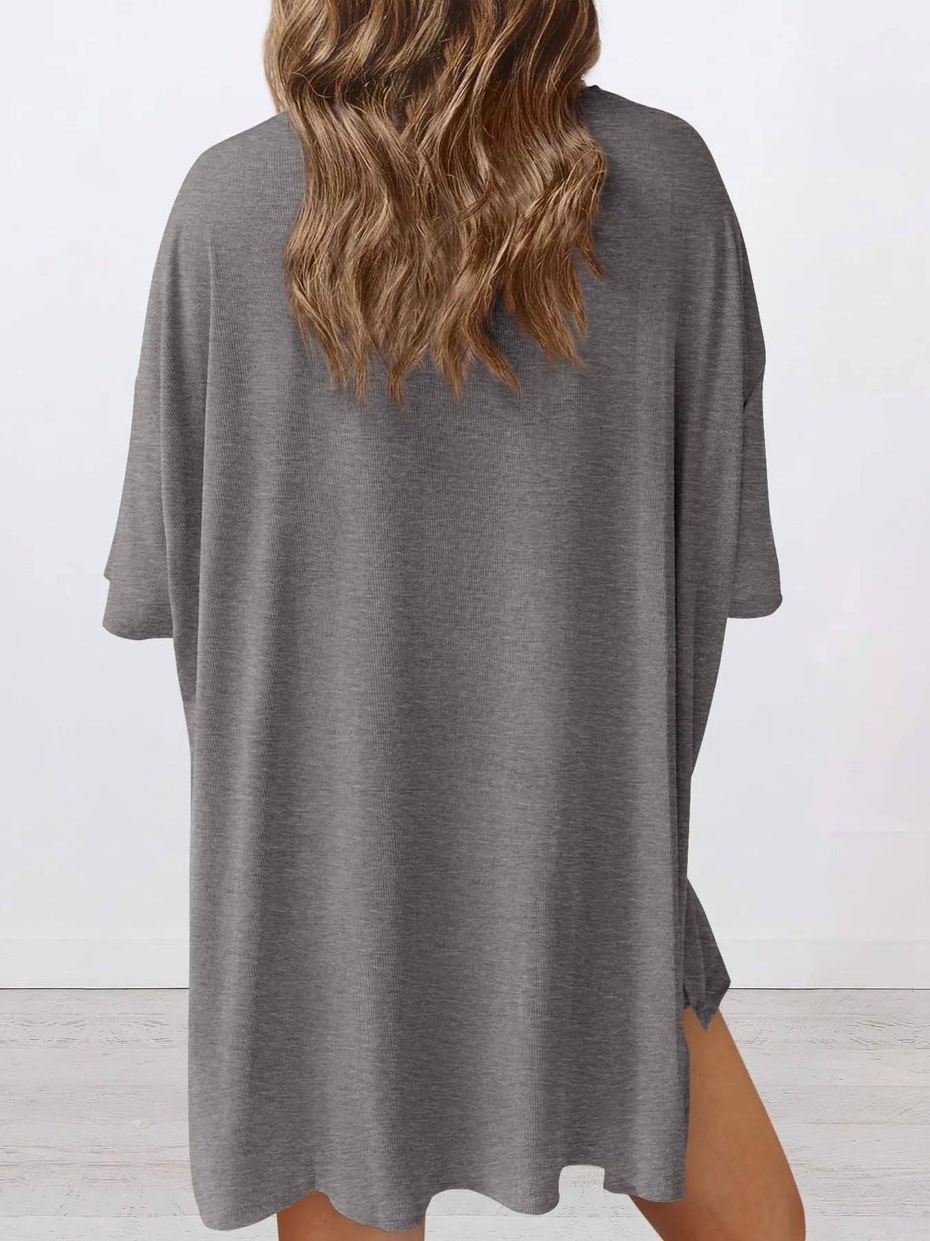 Oversized Slit Round Neck Top and Shorts Lounge Set | Outfit Sets Top and Shorts from PHUNKYN