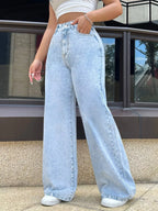 High-Waisted Wide Leg Jeans | Jeans Wide Leg Jeans from PHUNKYN