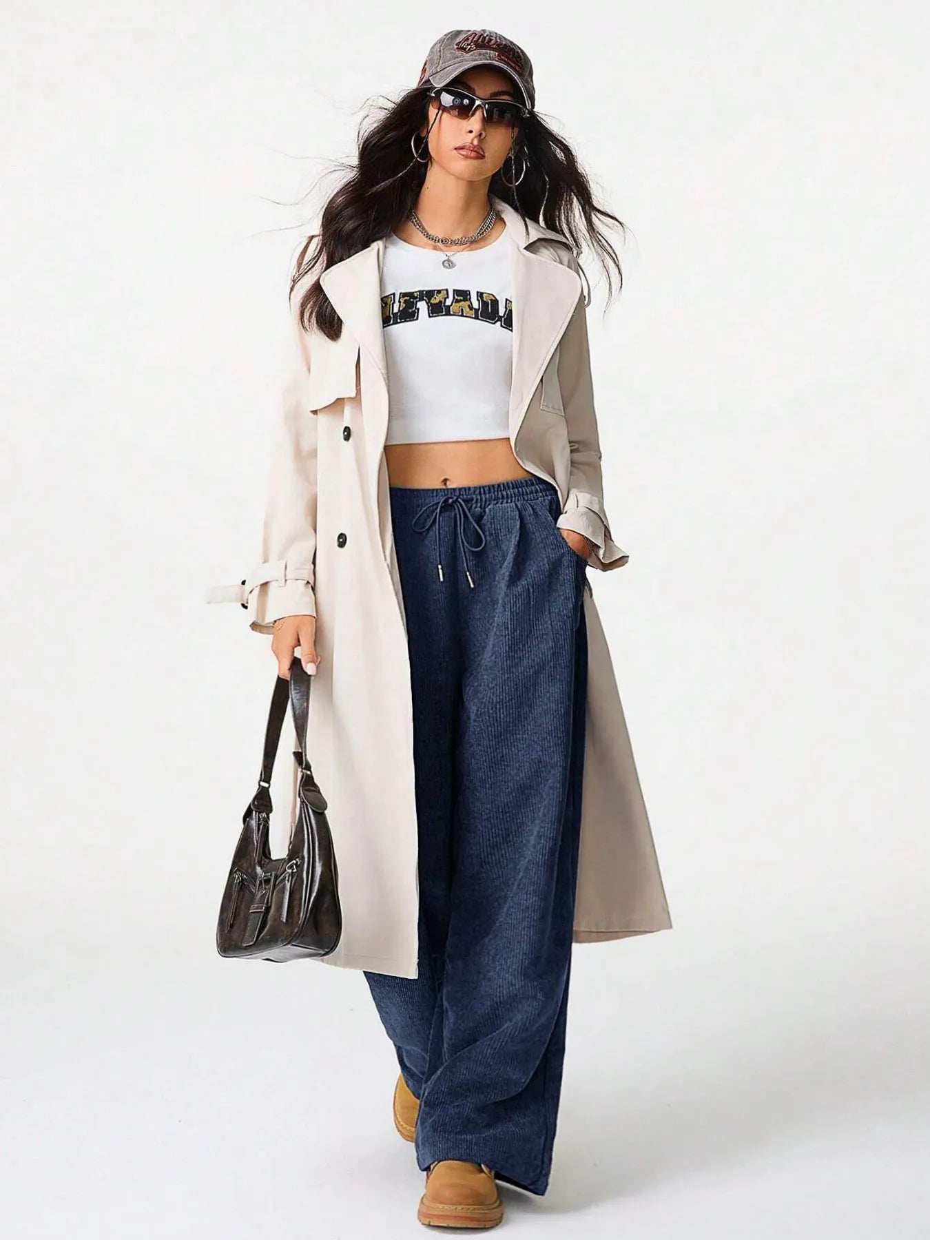 Wide Leg Drawstring Pants | Trousers Wide Leg Pants from PHUNKYN