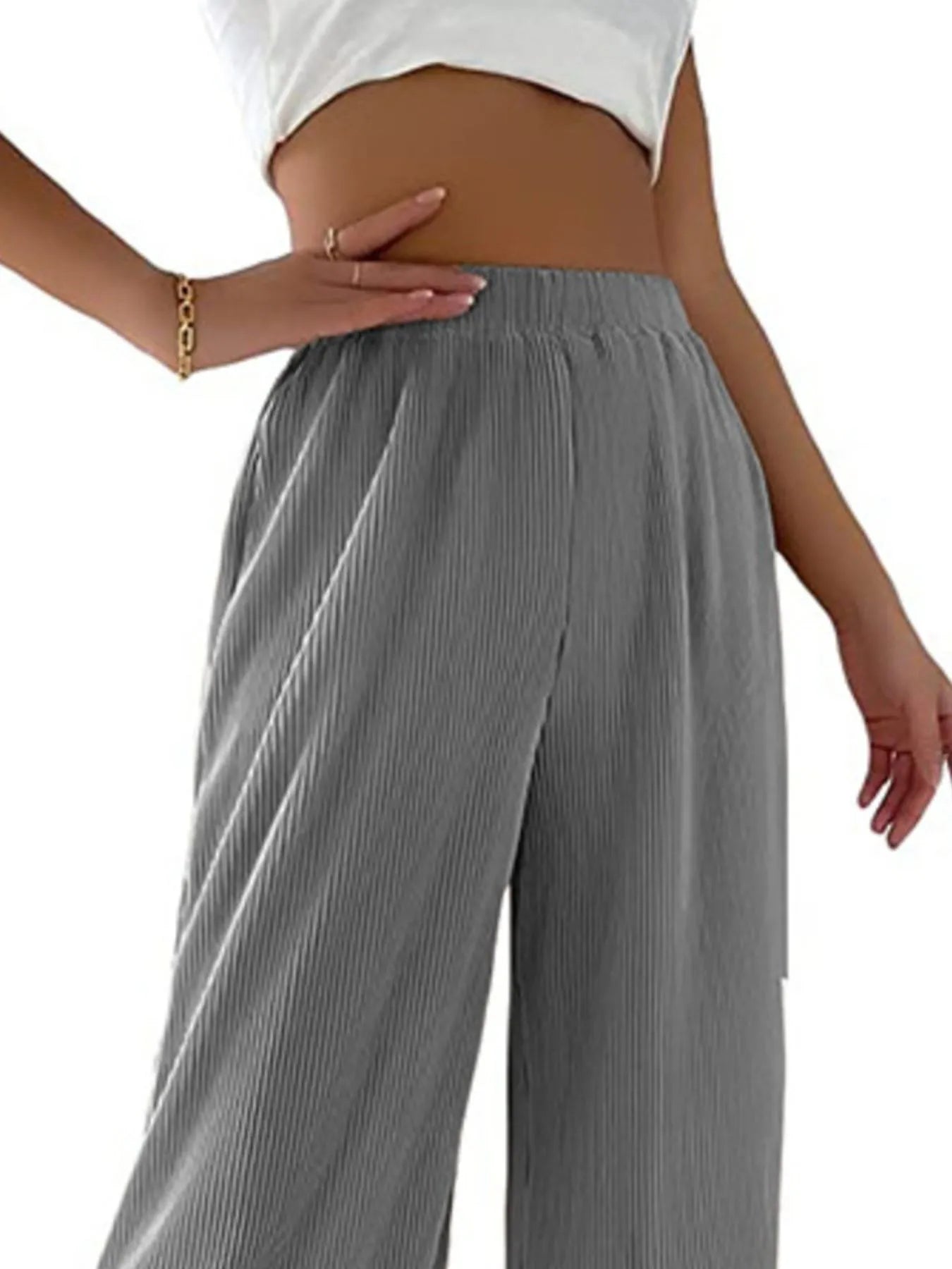 Elastic Waist Wide Leg Pants | Trousers Wide Leg Pants from PHUNKYN