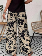 Printed Wide Leg Casual Pants | Trousers Wide Leg Pants from PHUNKYN