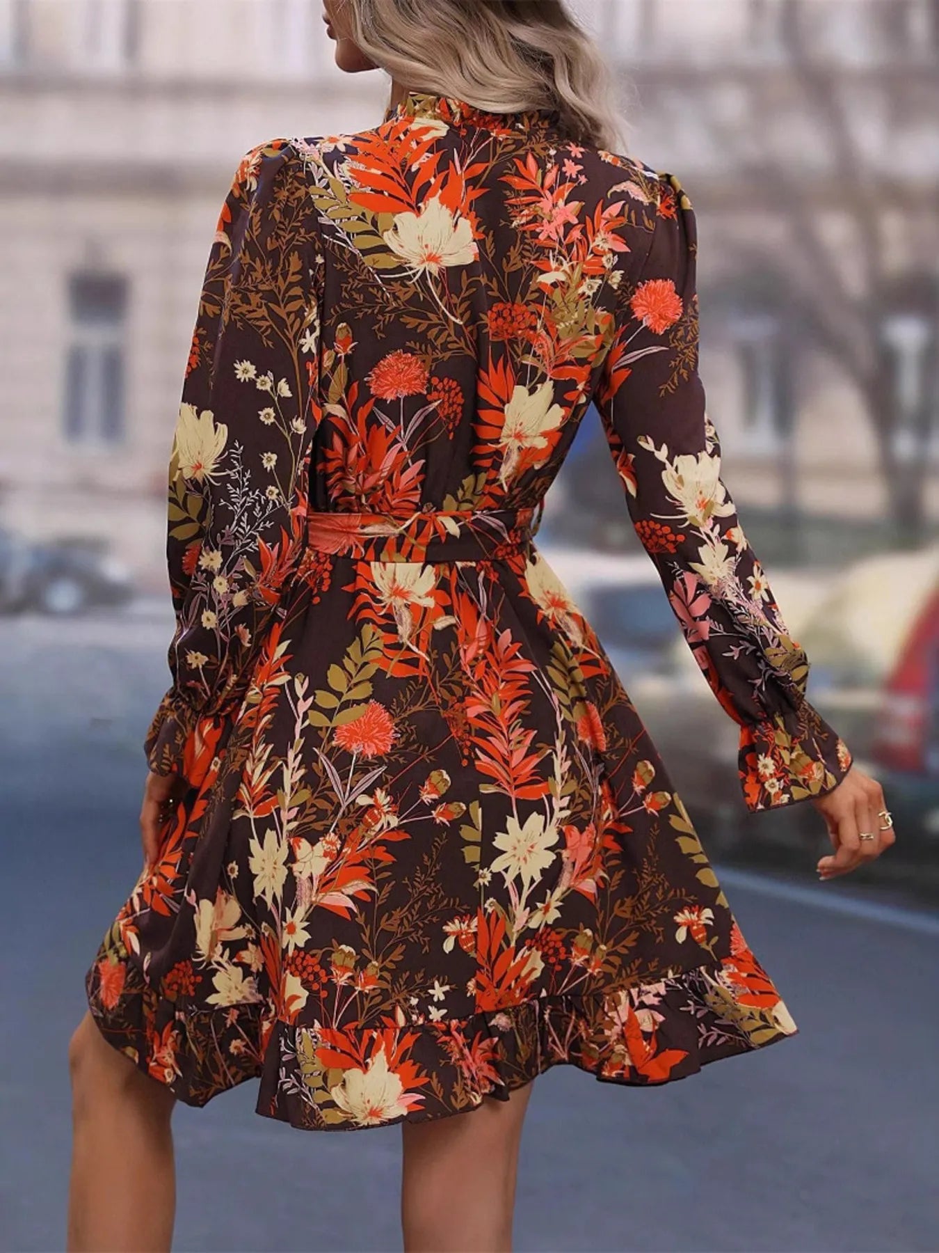 Floral Print Flounce Sleeve Dress | Dresses Dress from PHUNKYN