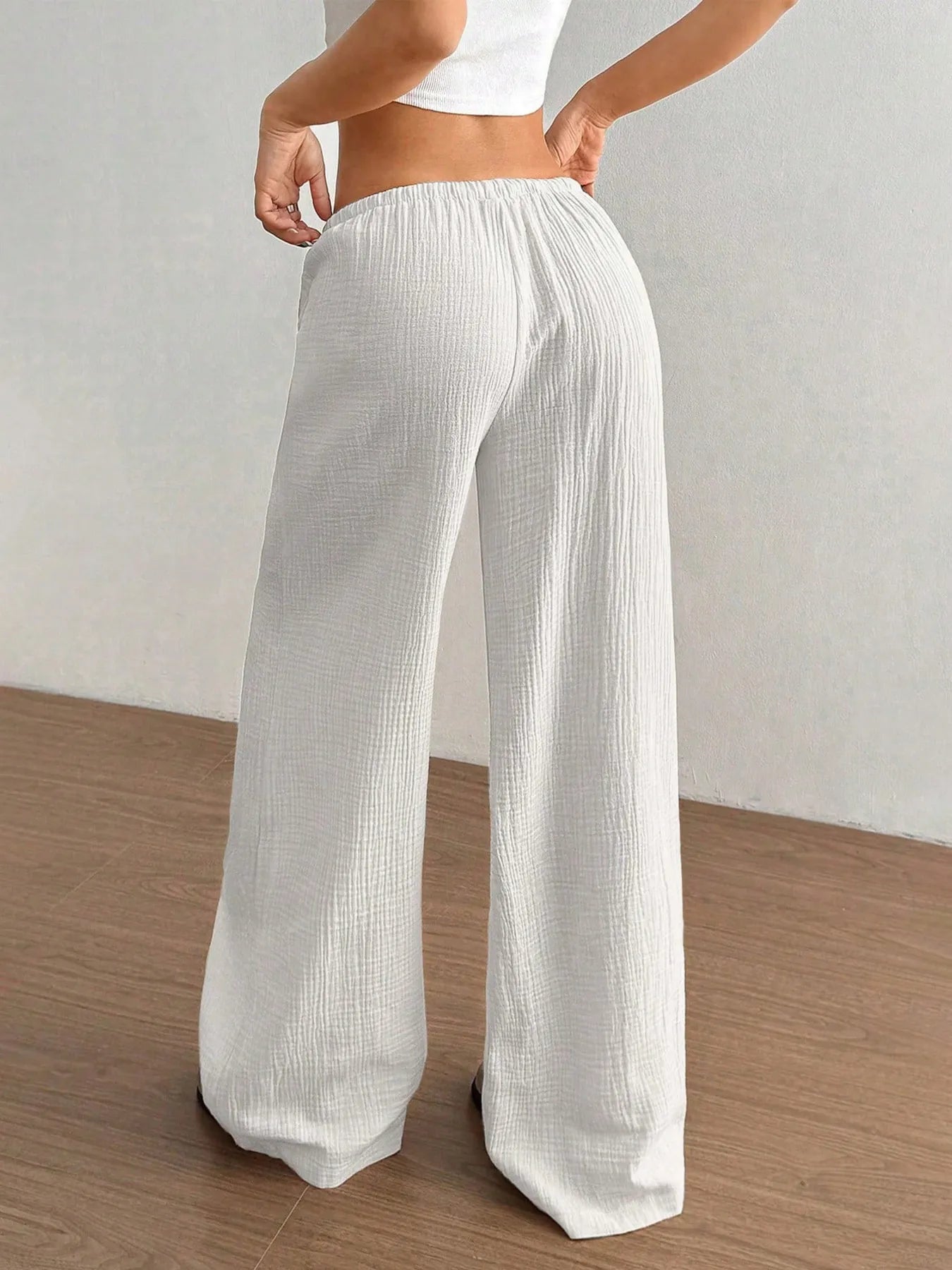 Drawstring Wide-Leg Casual Pants | Trousers Wide Leg Pants from PHUNKYN