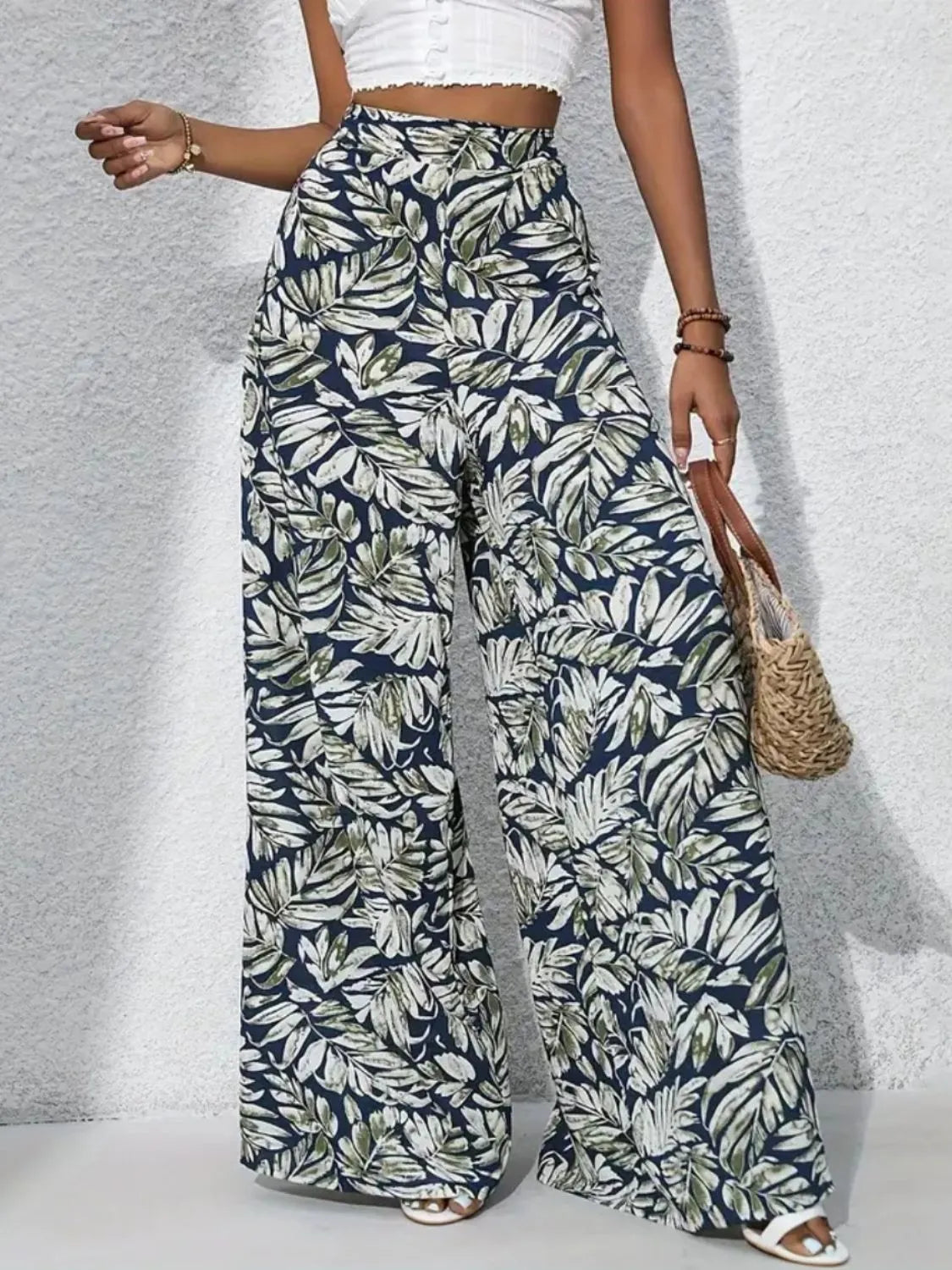 Printed High Waist Wide Leg Pants | Trousers Wide Leg Pants from PHUNKYN