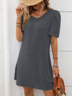Textured Round Neck Short Sleeve Mini Dress | Dresses Mini Dress from PHUNKYN