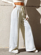 Honey Drawstring Elastic Waist Wide Leg Pants | Trousers Women's Trousers from PHUNKYN