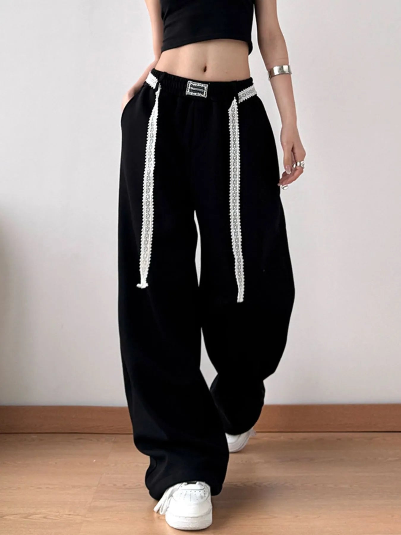 Elastic Waist Wide Leg Pants | Trousers Wide Leg Pants from PHUNKYN