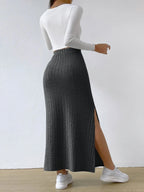 High Waist Ribbed Knit Maxi Skirt | Skirts Maxi Skirt from PHUNKYN